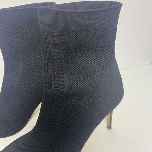 Lattice et Cie Black Knit Sock Booties Pointed Toe Stiletto Heels Sz 8 - Picture 3 of 11
